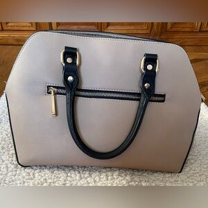 Charming Charlie’s Tan Satchel Handbag with Zipper Closure.